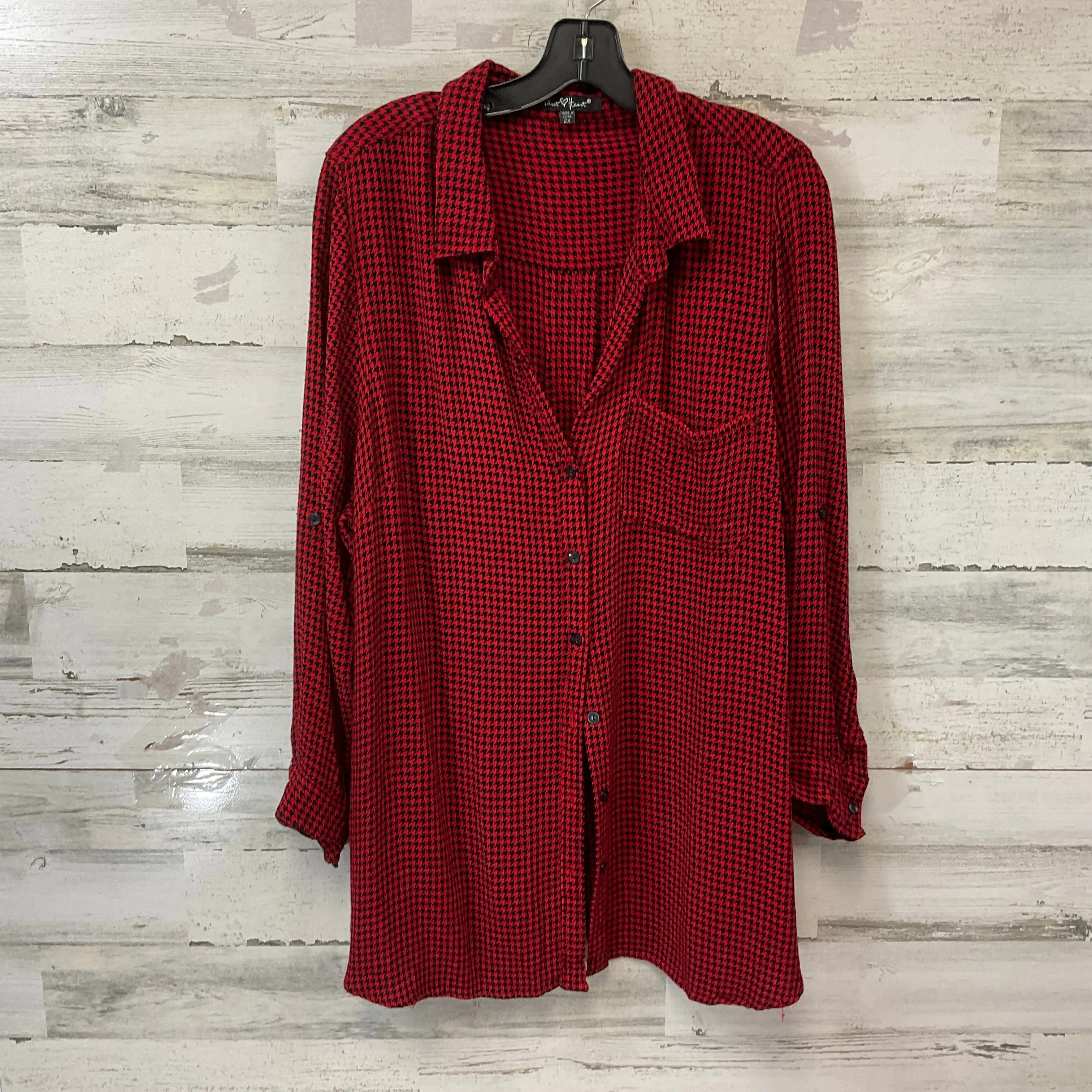 Blouse Long Sleeve By Velvet Heart In Black & Red, Size: 2x