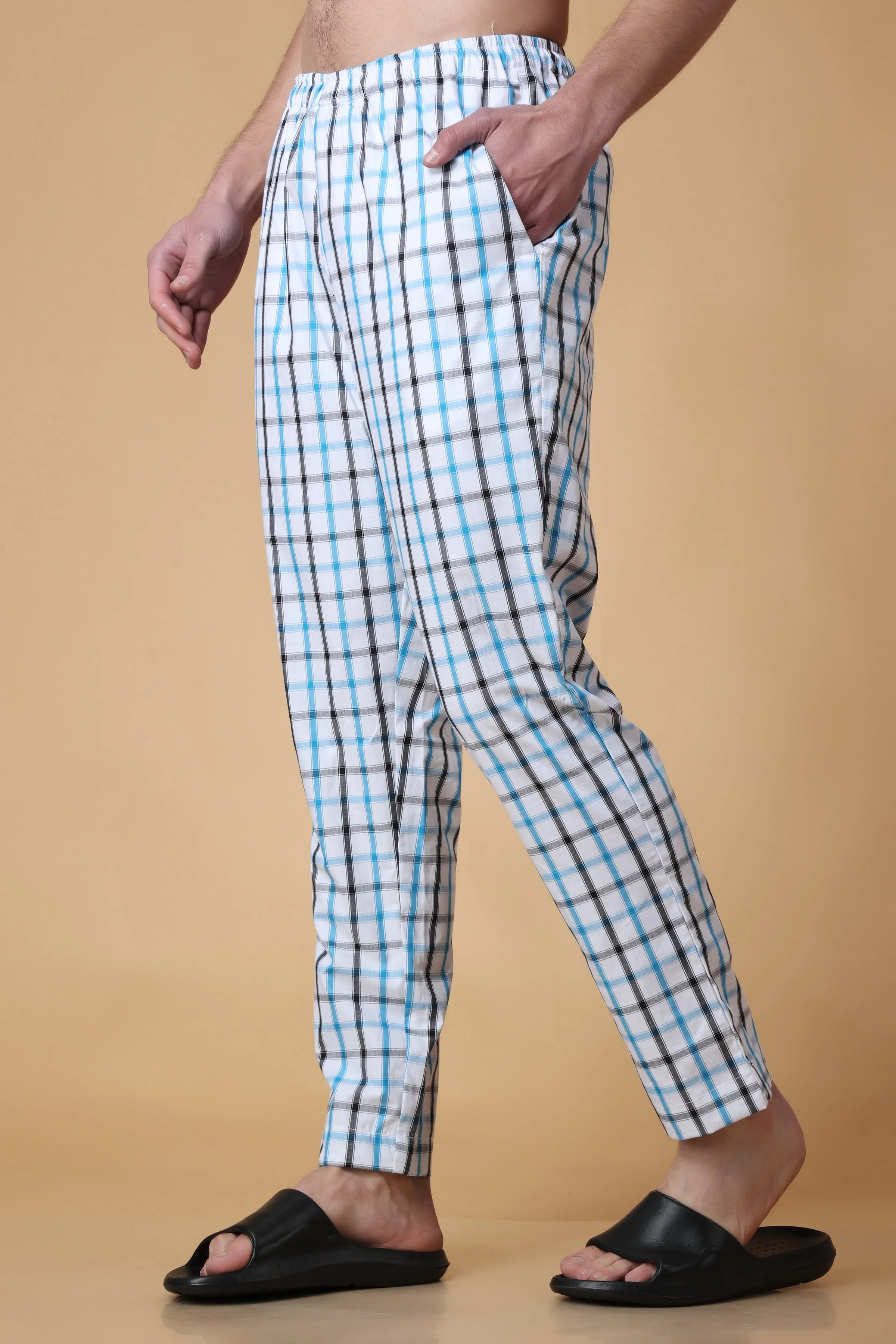 Blue Checked Cotton Pant Pajama