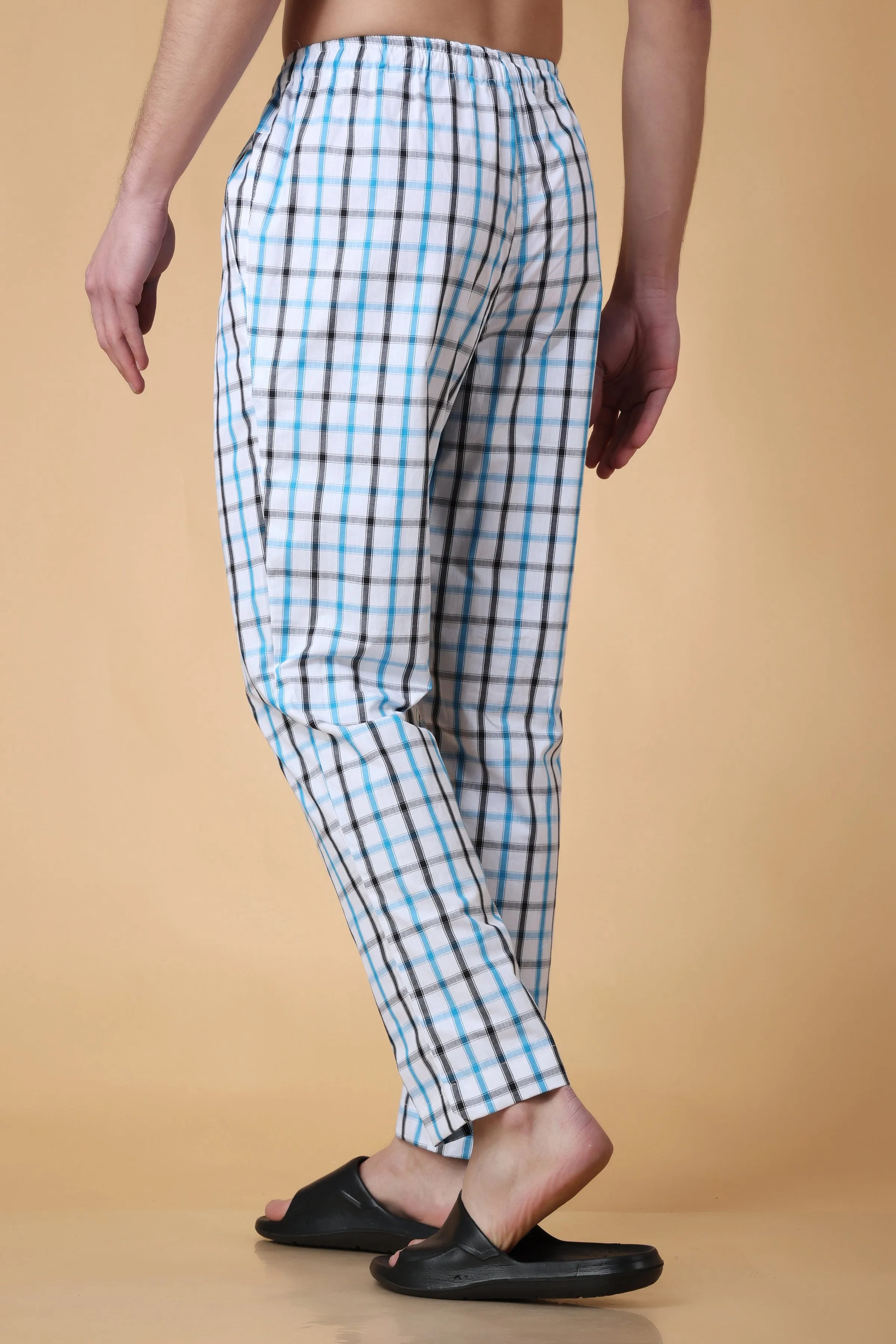 Blue Checked Cotton Pant Pajama