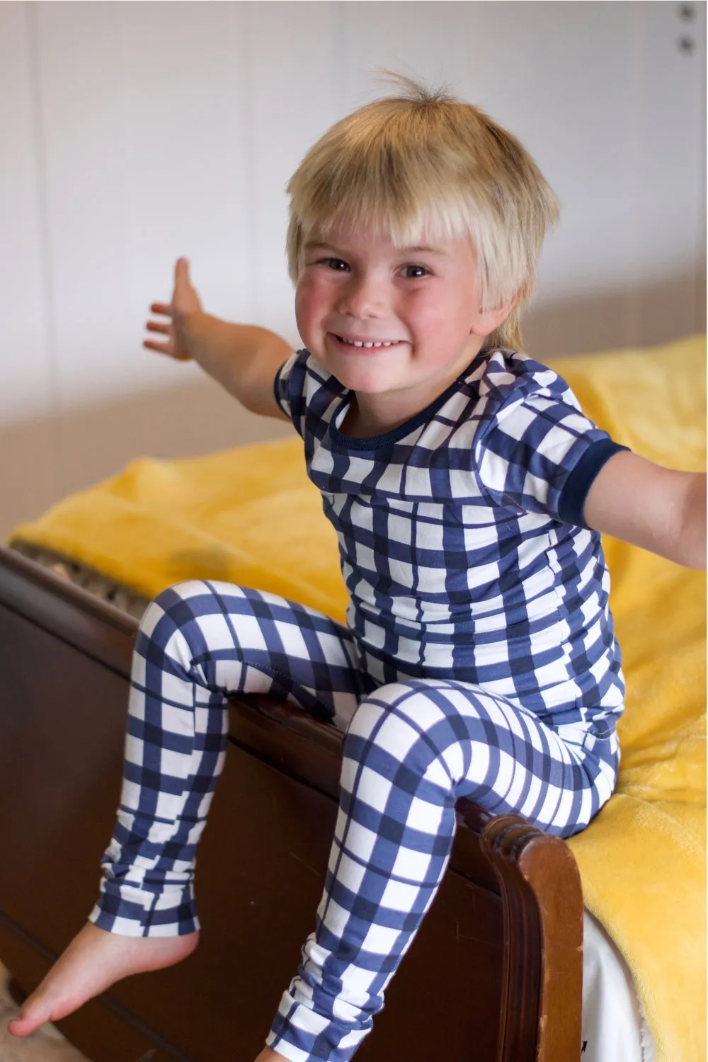 Blue Gingham Kids Pajamas