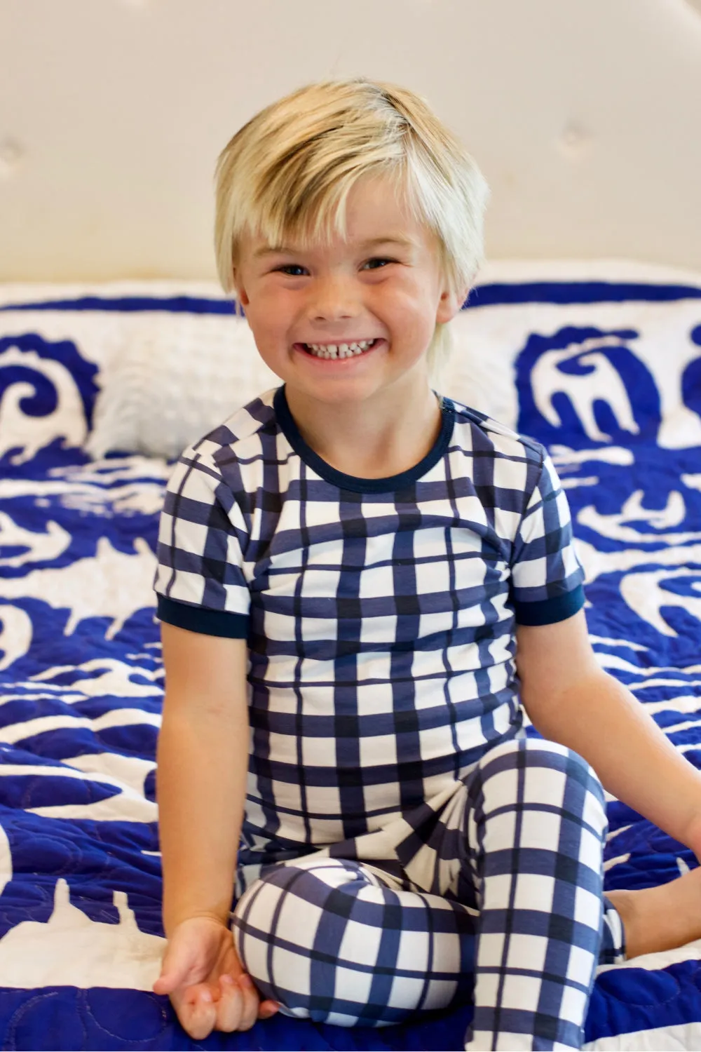 Blue Gingham Kids Pajamas