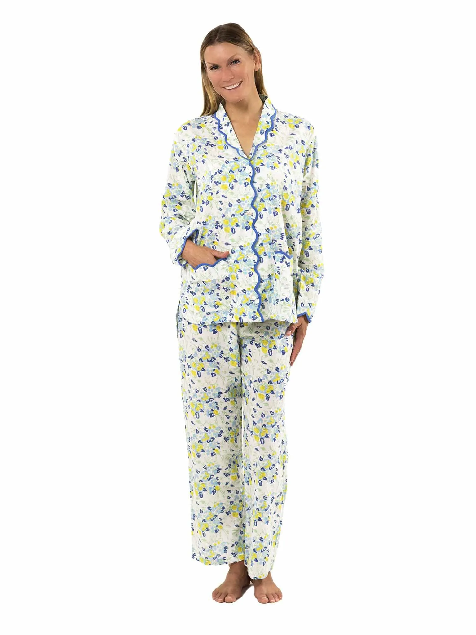 Blue /Yellow Floral Print Pajamas