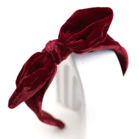 Bow Headband - Burgundy Velvet