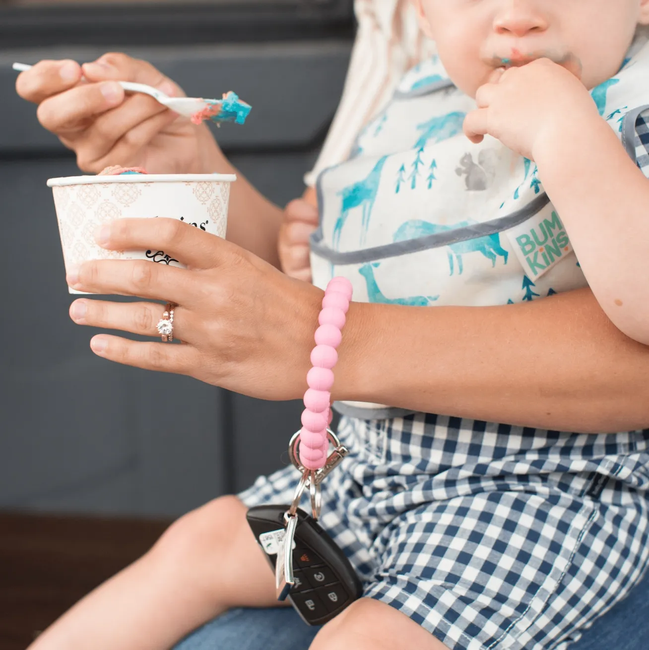 Bright Pink Bubble Bangle Bracelet Key Ring