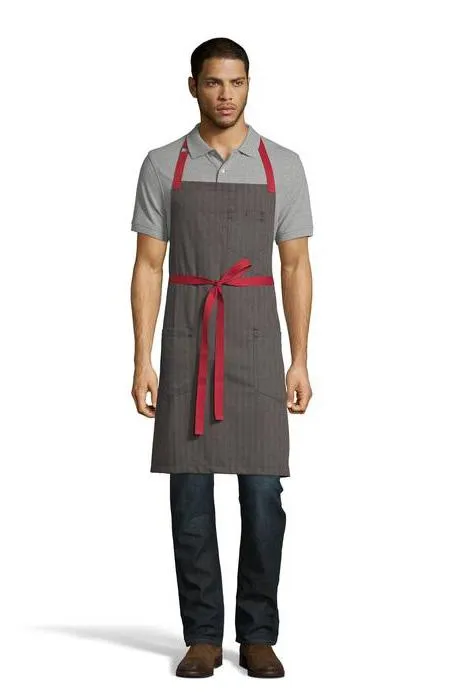 Broken Twill / Red Rebel Bib Apron (3 Pocket)