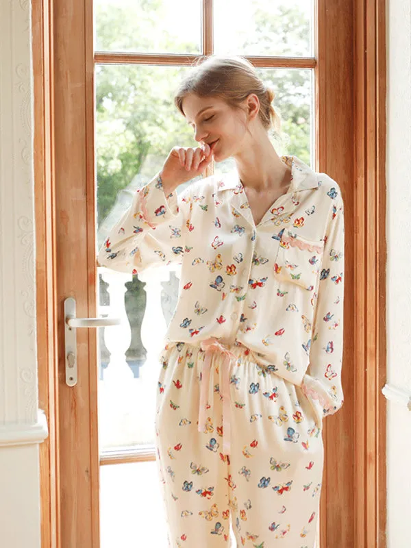 Butterfly Print Cotton Pajama Set