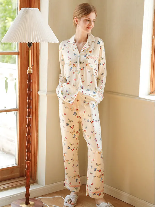 Butterfly Print Cotton Pajama Set