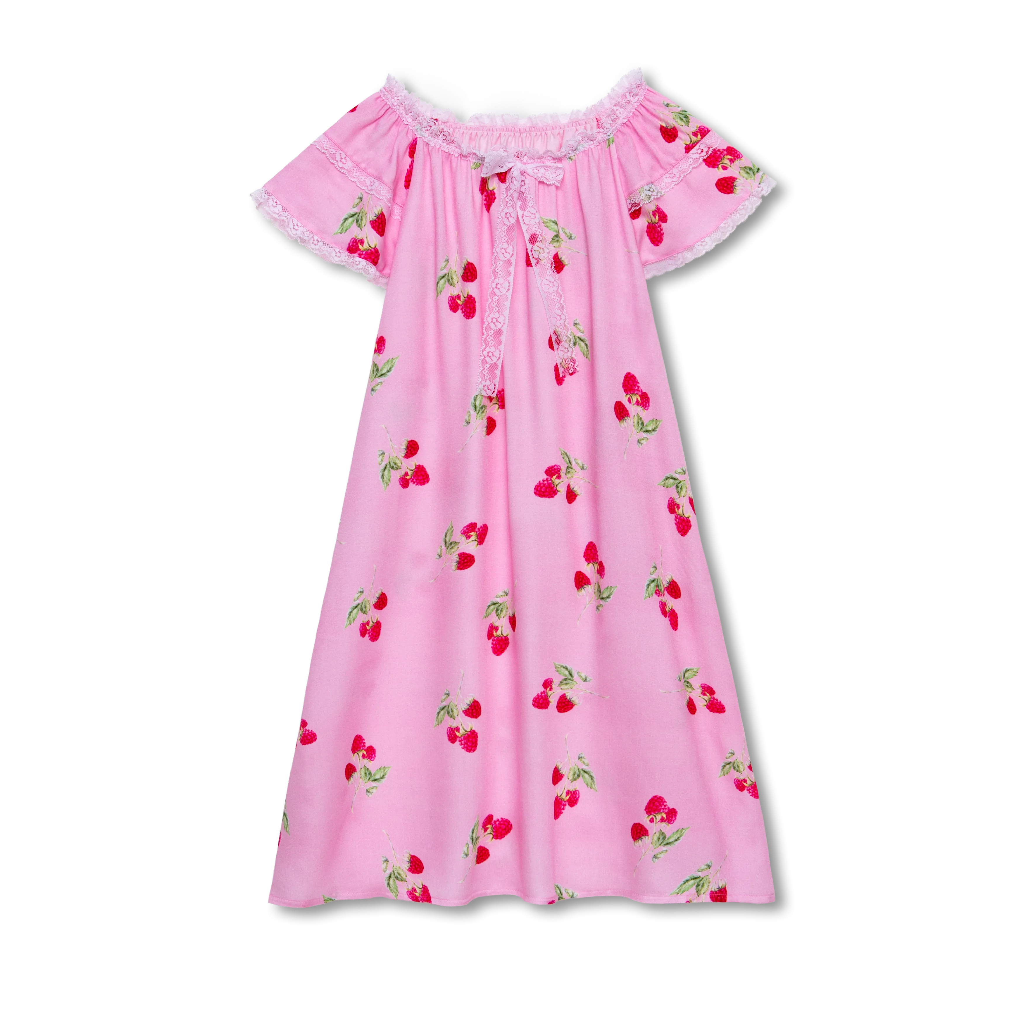 CALISTA - GIRLS VISCOSE NIGHTDRESS RASPBERRY PRINT