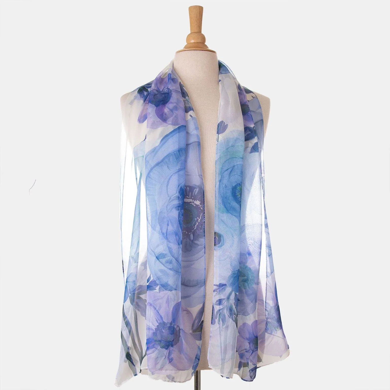 Campo de' Fiori - Long Sheer Silk Scarf - Blue