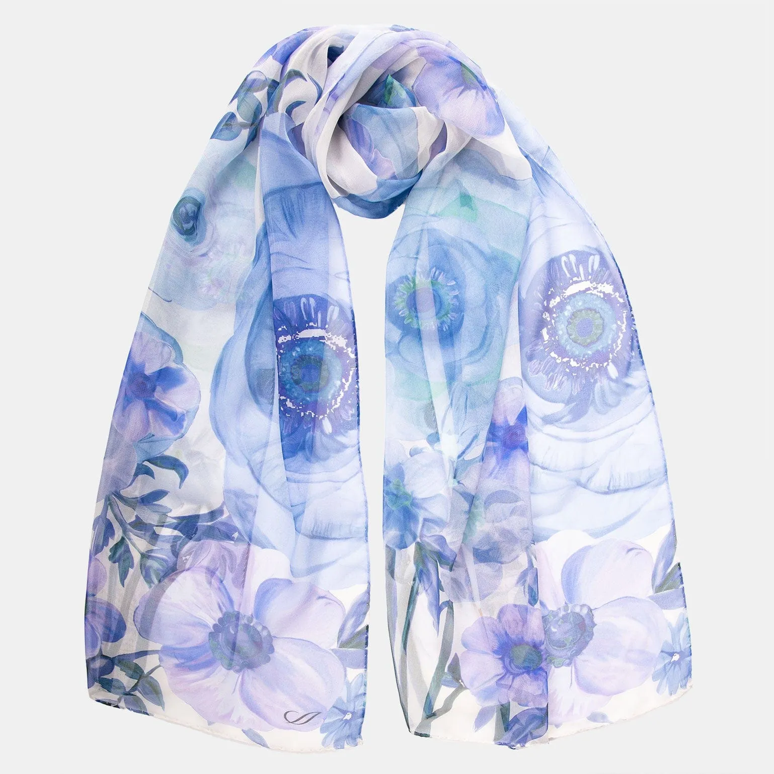 Campo de' Fiori - Long Sheer Silk Scarf - Blue