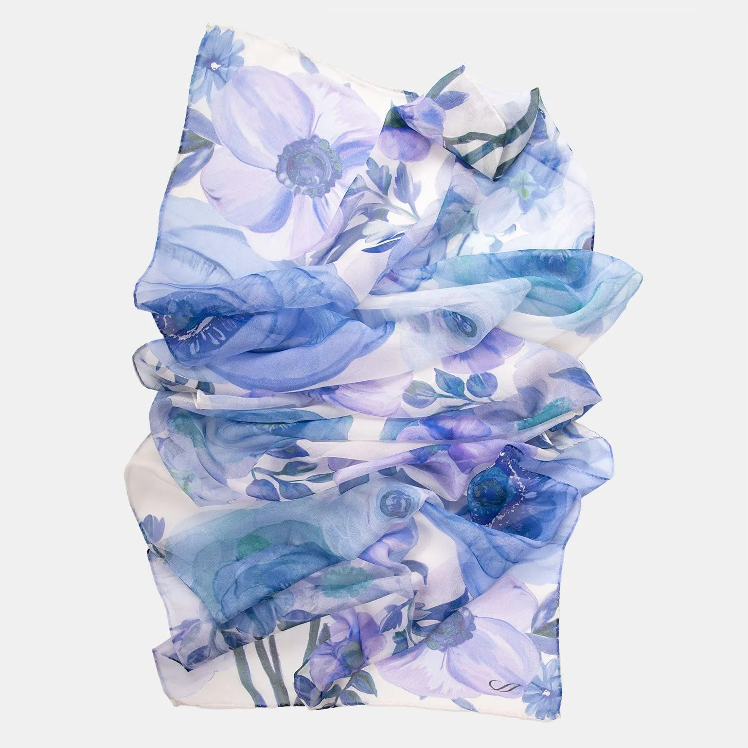 Campo de' Fiori - Long Sheer Silk Scarf - Blue