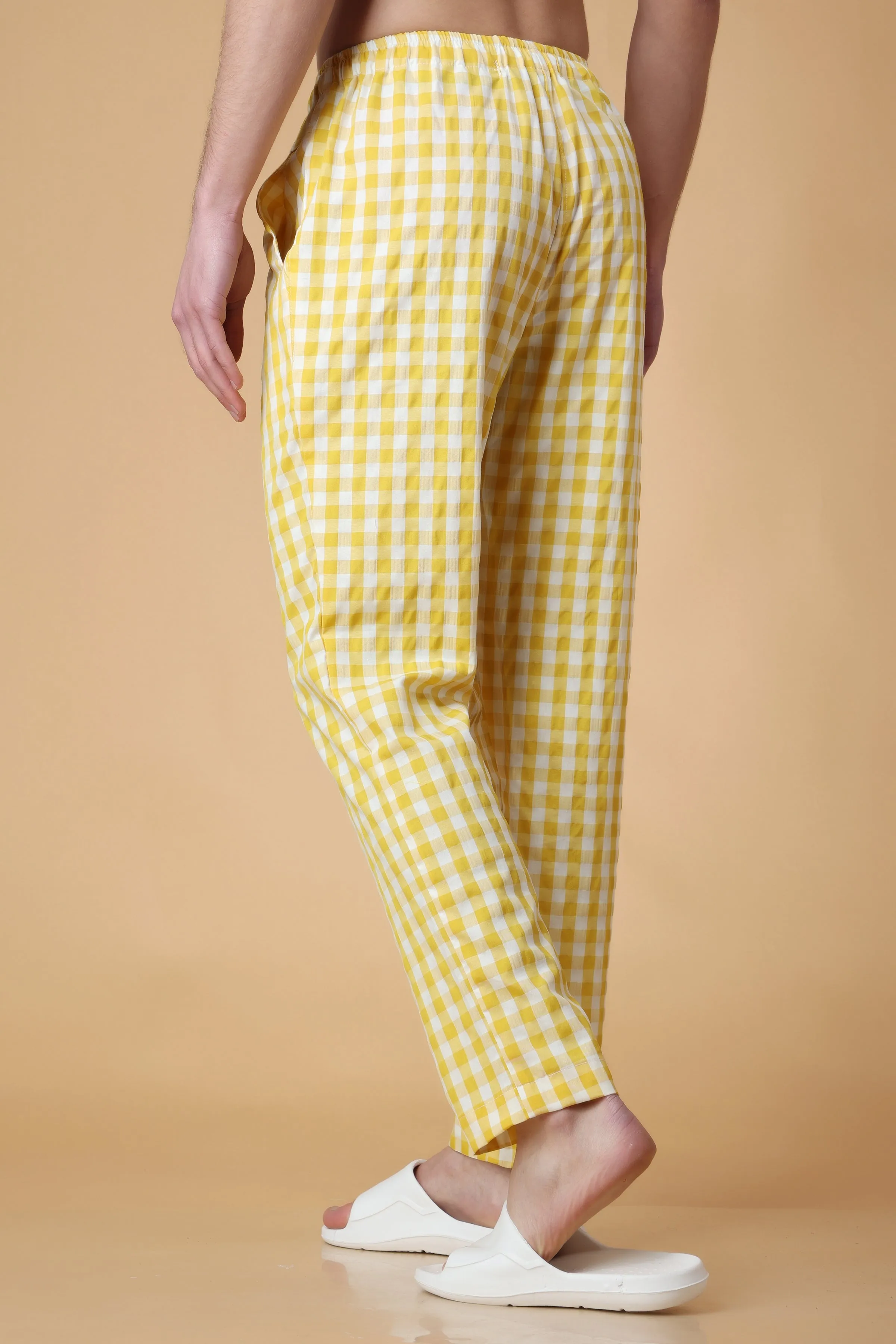 Candy Yellow Checked Cotton Pajama