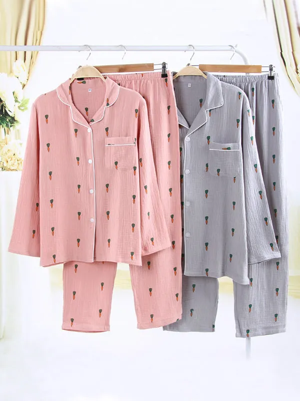 Cartoon Print Cotton Pajama Set