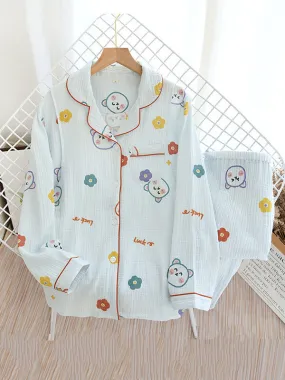 Cartoon Print Cotton Pajama Set