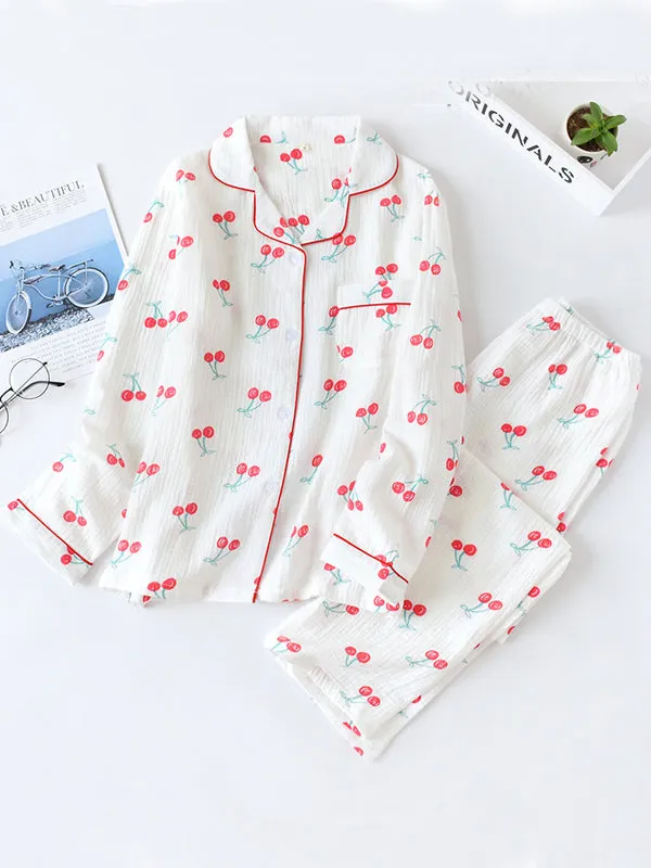 Cartoon Print Cotton Pajama Set