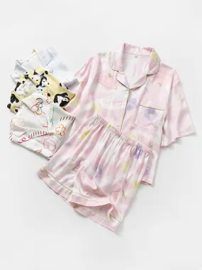 Cartoon Print Cotton Pajama Set