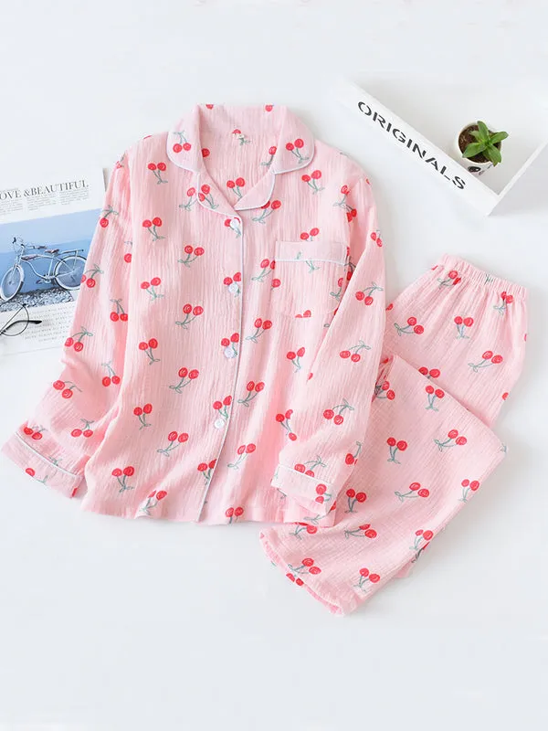 Cartoon Print Cotton Pajama Set