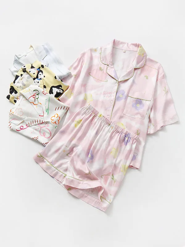 Cartoon Print Cotton Pajama Set