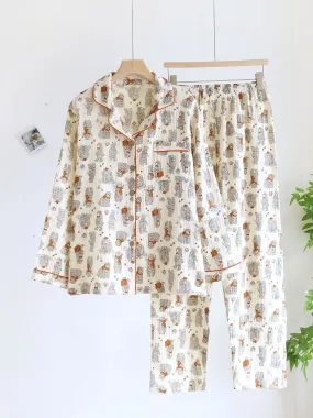 Cartoon Print Cotton Pajama Set