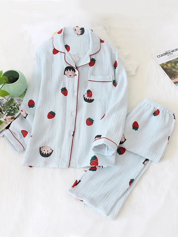 Cartoon Print Cotton Pajama Set