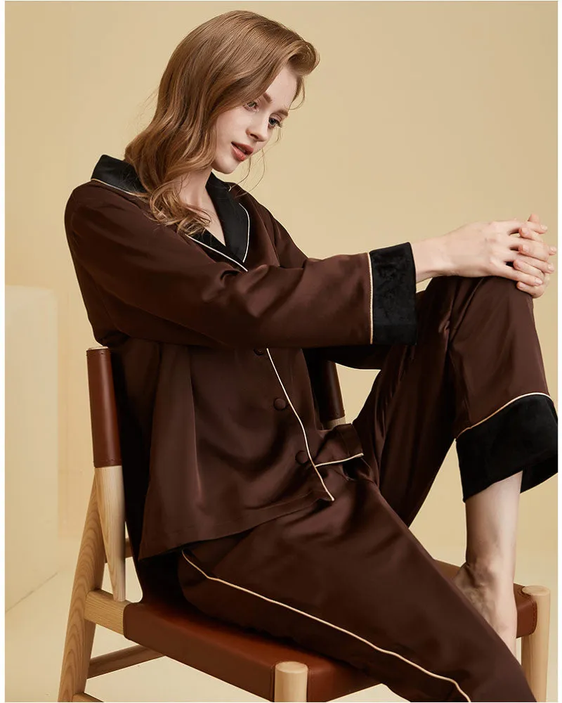 Casual Lightweight Velvet Long Sleeve Pajama