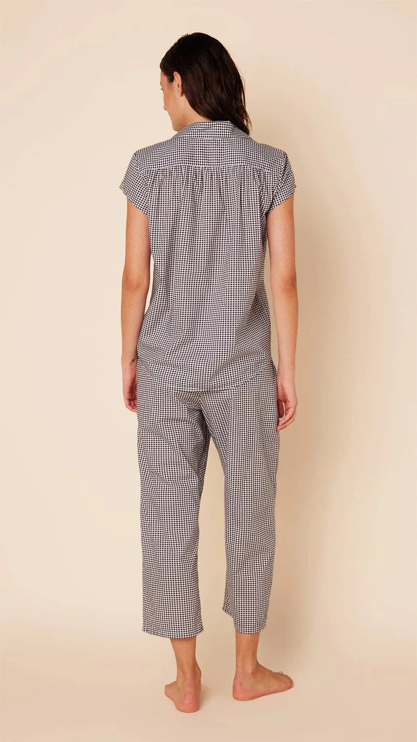 CAT'S PAJAMAS - CLASSIC GINGHAM LUXE PIMA COTTON CAPRIS PAJAMA