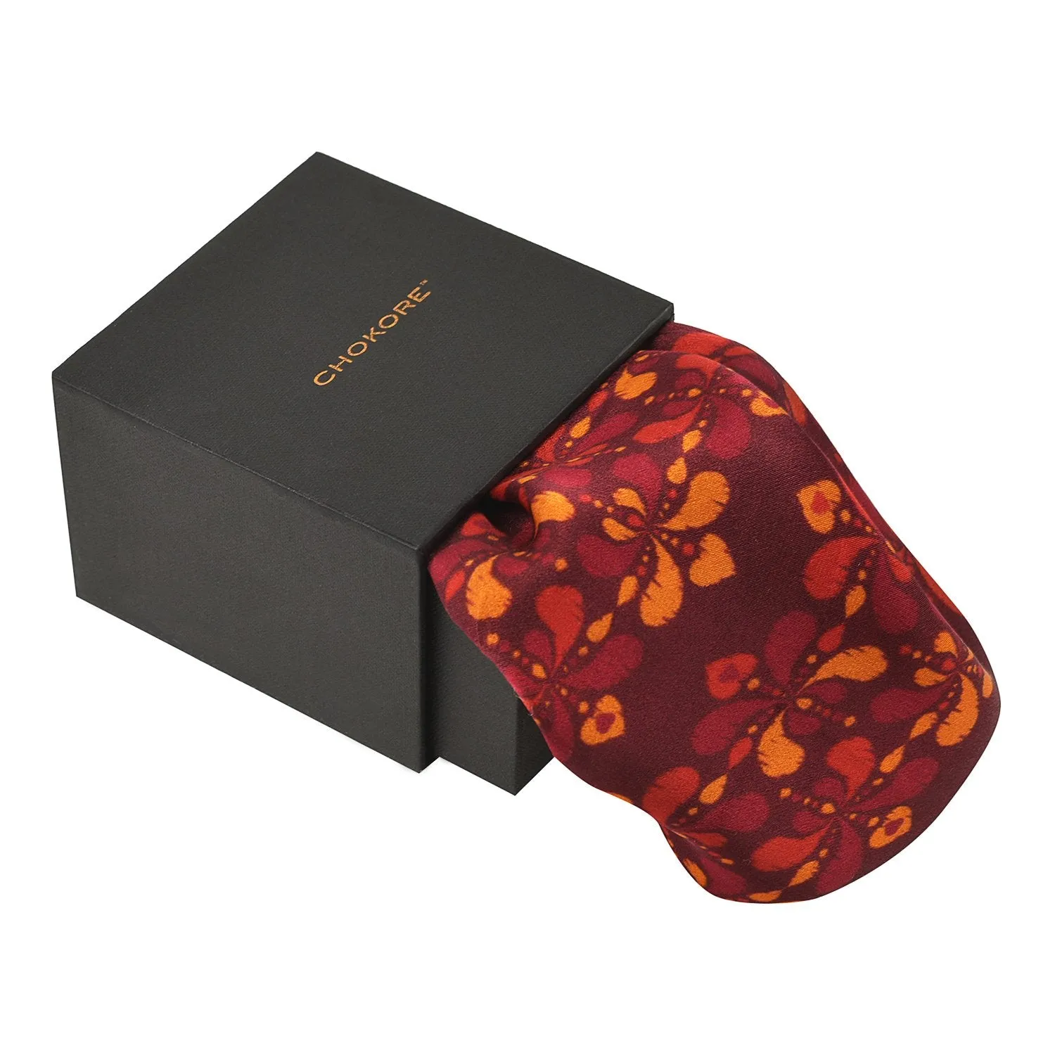 Chokore Burgundy Silk Pocket Square -Indian At Heart line