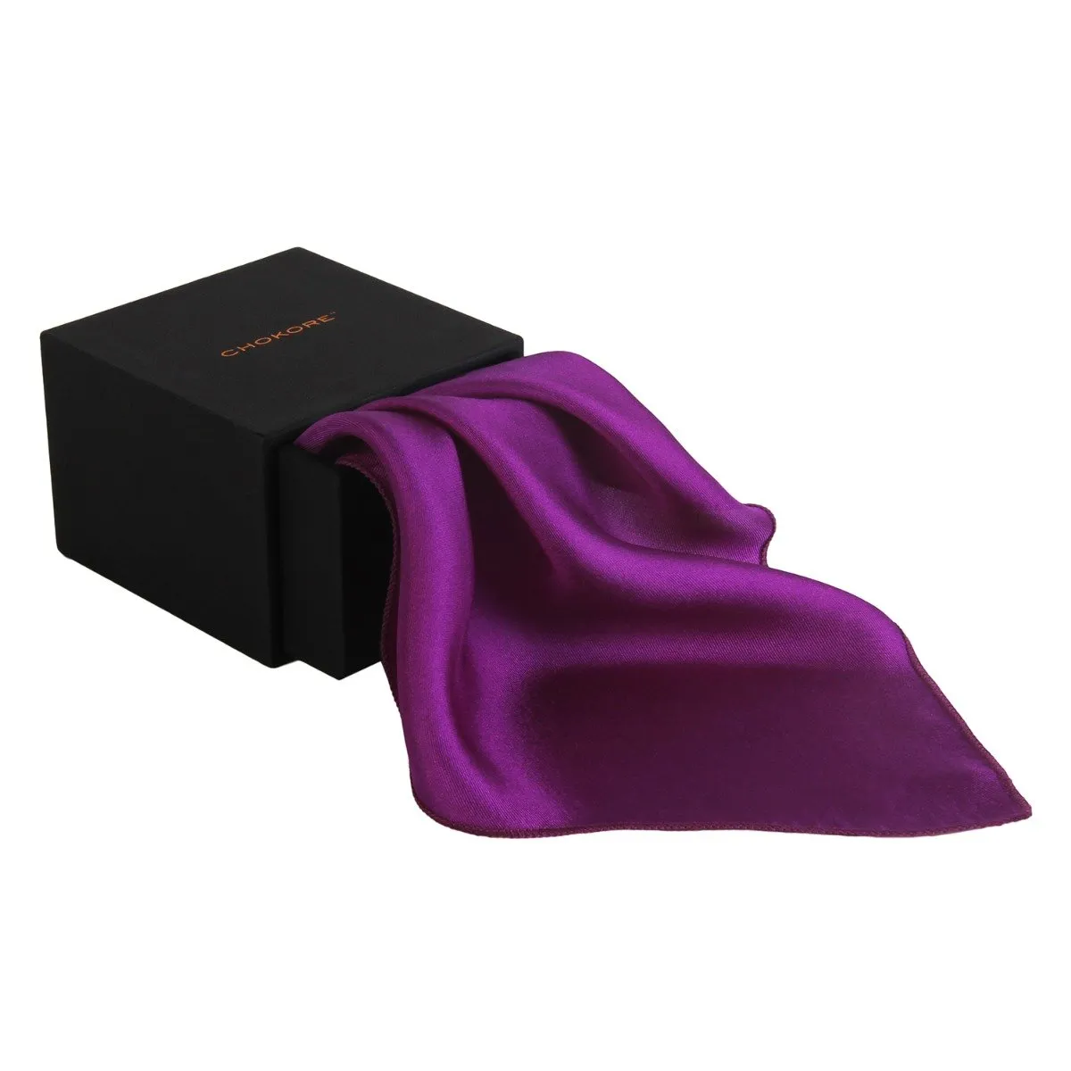 Chokore Deep Purple Pure Silk Pocket Square, from the Solids Line