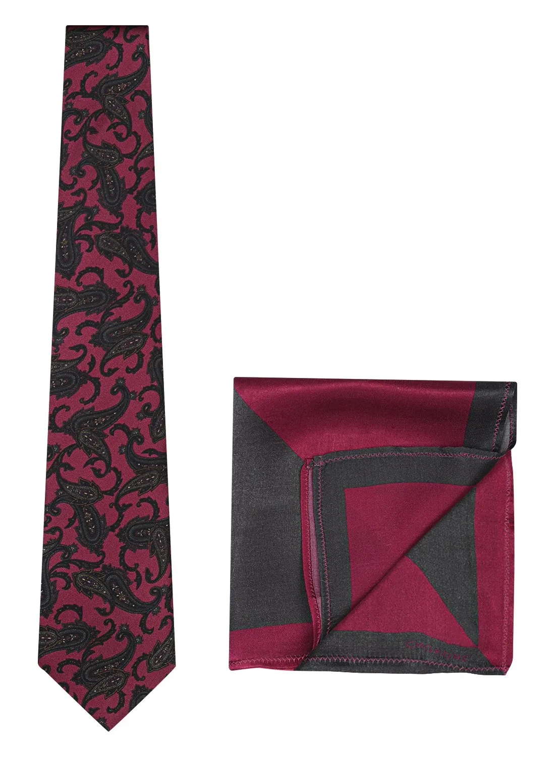 Chokore Marsela & Navy Blue Silk Tie from Indian At Heart range & Wine Pink from the Solids Line Silk Pocket Square set