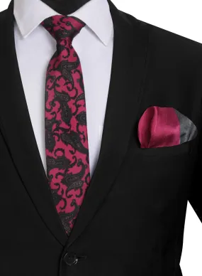 Chokore Marsela & Navy Blue Silk Tie from Indian At Heart range & Wine Pink from the Solids Line Silk Pocket Square set