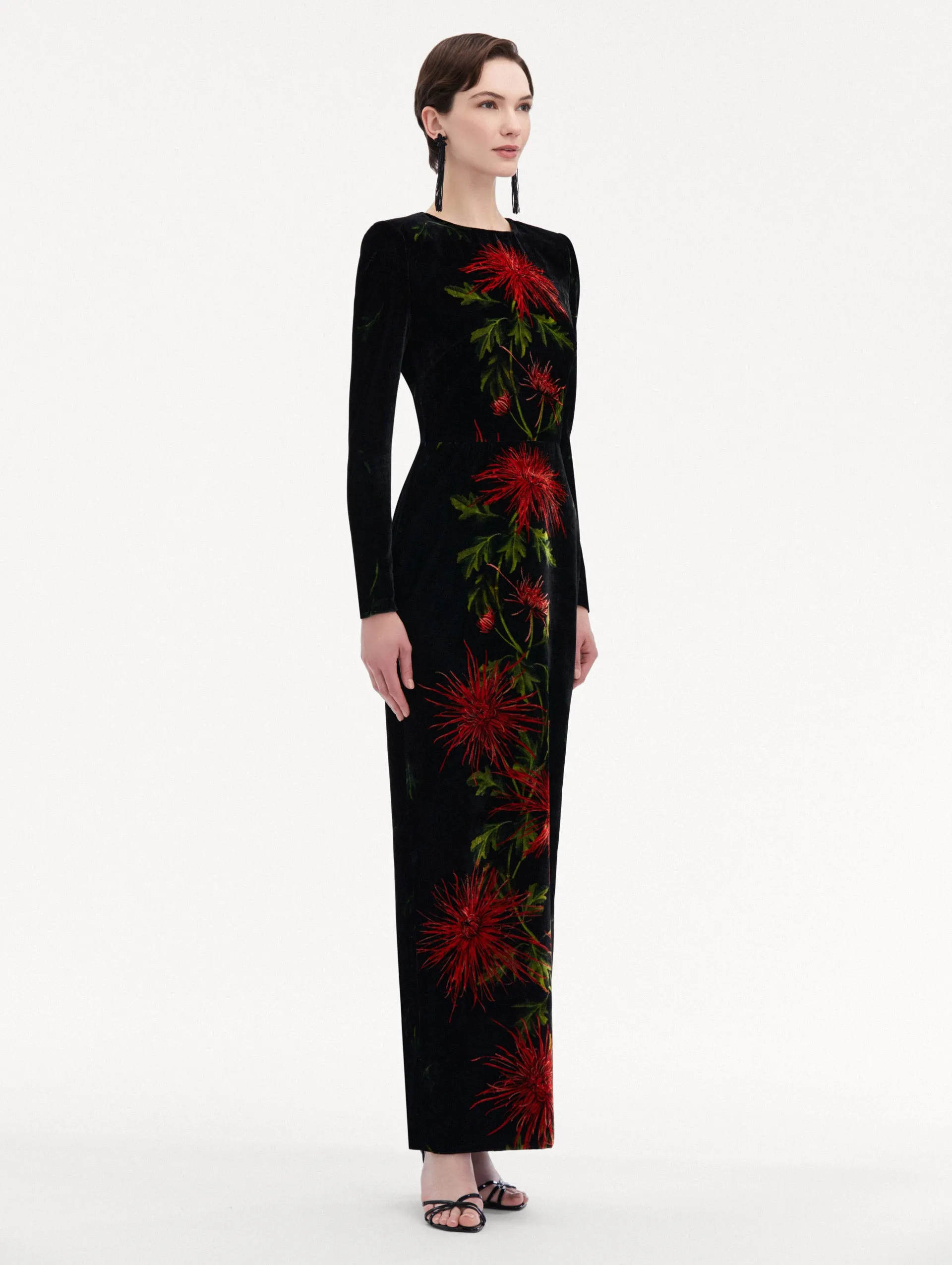 Chrysanthemum Stripe Velvet Gown