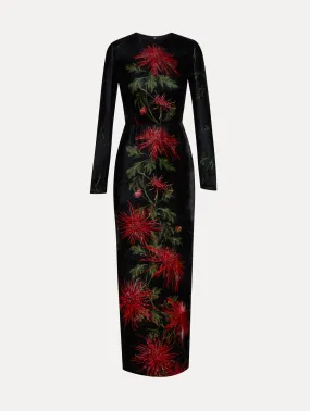 Chrysanthemum Stripe Velvet Gown