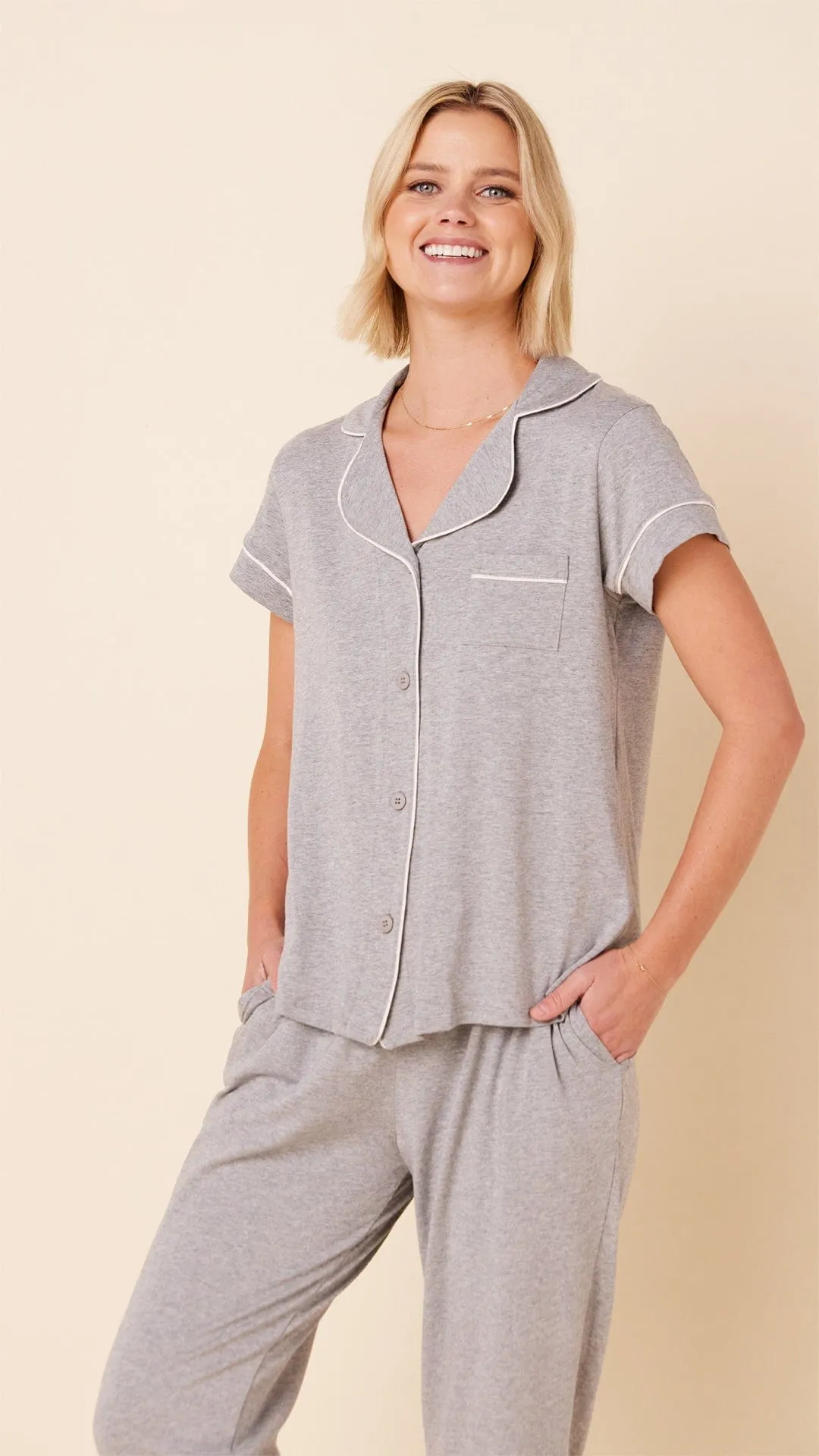 Classic Pima Knit Capri - Heather Grey