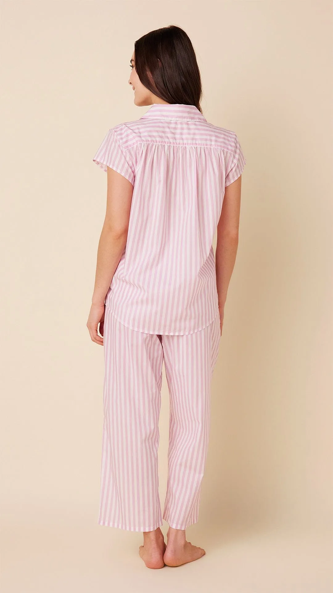 Classic Stripe Luxe Pima Capri Set - Pink