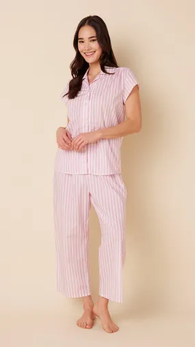 Classic Stripe Luxe Pima Capri Set - Pink