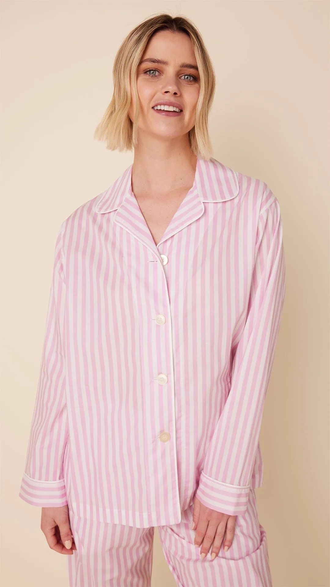 Classic Stripe Luxe Pima Long-Sleeved Pajama - Pink