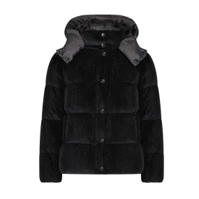 coat puffer velvet scotch - black