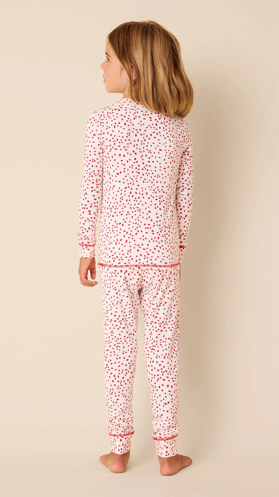 Confetti Dot Pima Knit Kids Pajama - Red