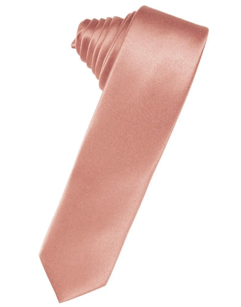 Coral Luxury Satin Skinny Necktie