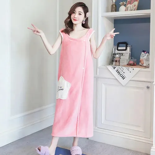 Coral Velvet Bath Towel Dress  Soft & Absorbent