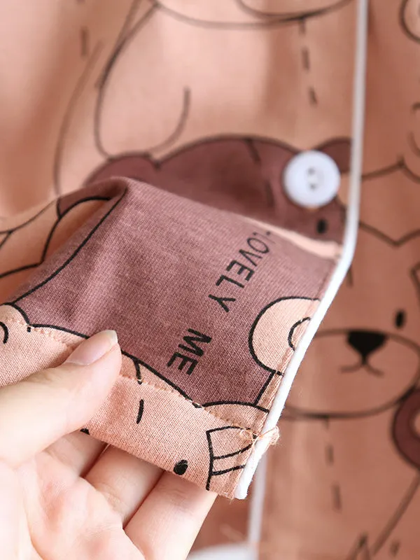 Cotton 2Pcs Bicolor Bear Couple Pajamas