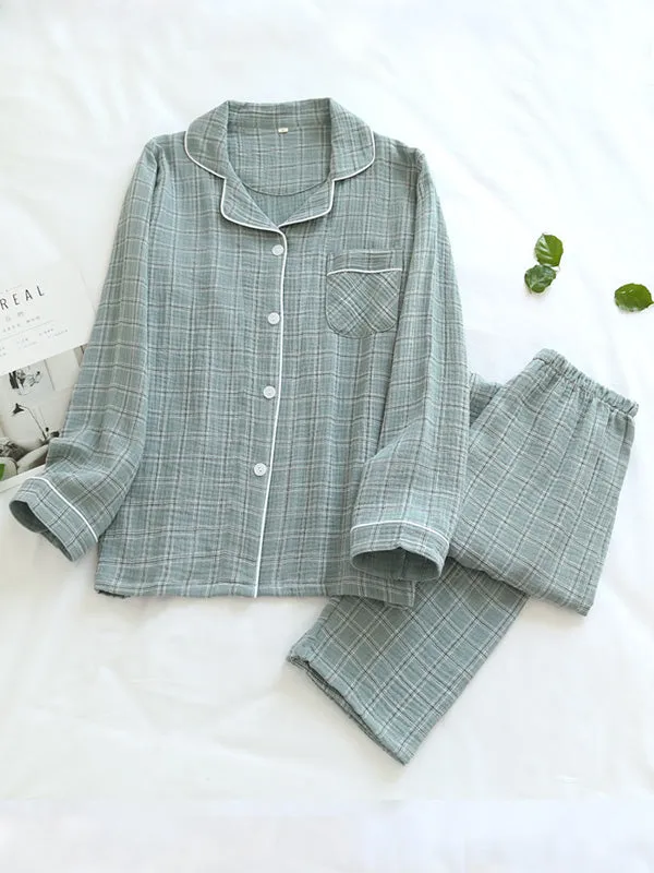 Cotton Plaid Couple Pajama Set