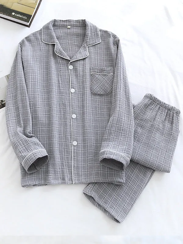 Cotton Plaid Couple Pajama Set