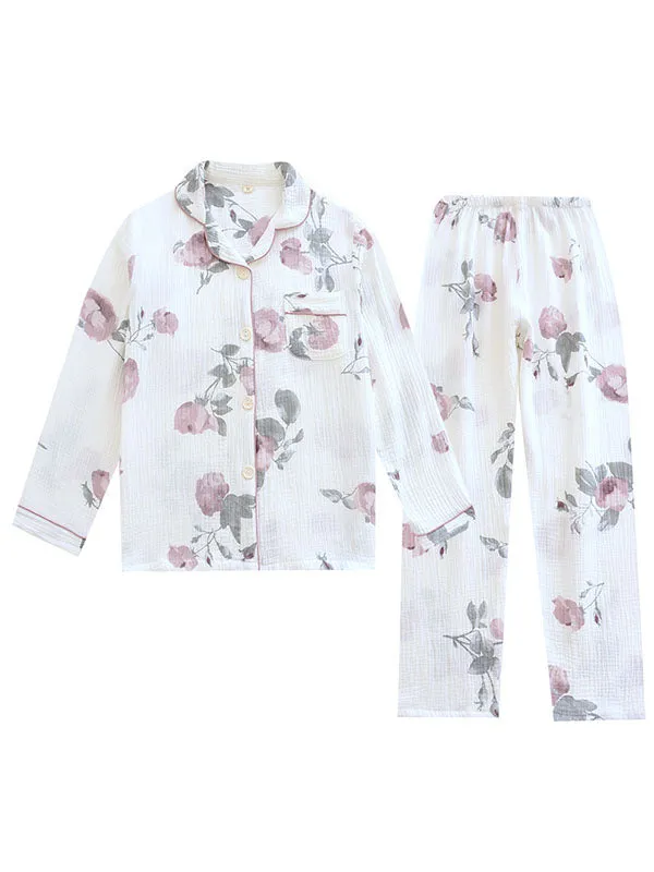 Cotton Rose Printed Pajama Set