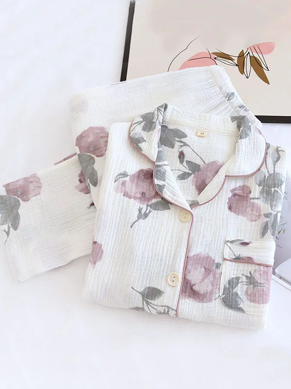 Cotton Rose Printed Pajama Set