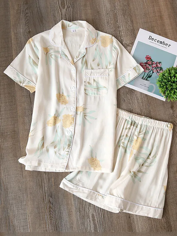 Cotton Short Sleeve Shorts Pajamas