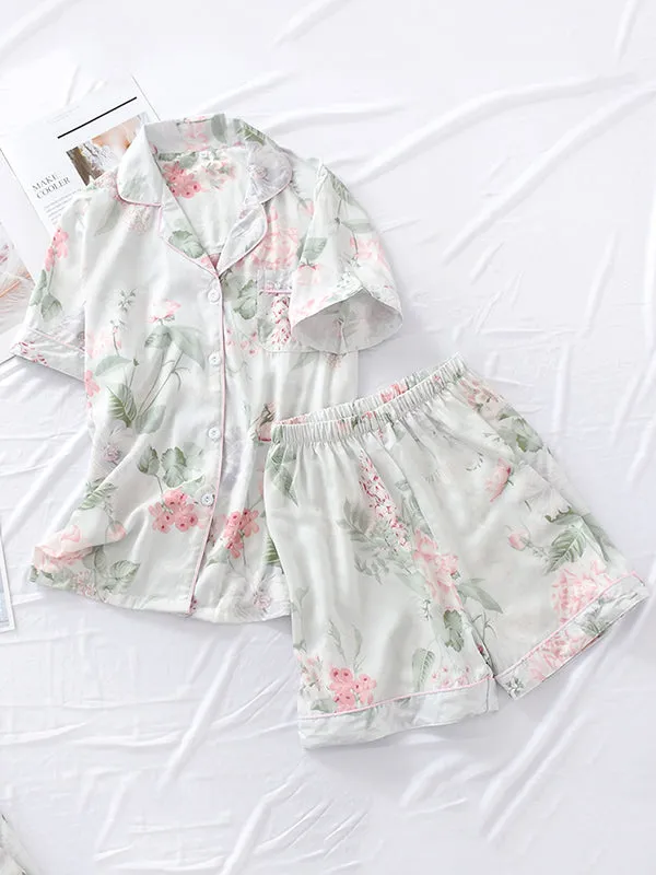 Cotton Short Sleeve Shorts Pajamas