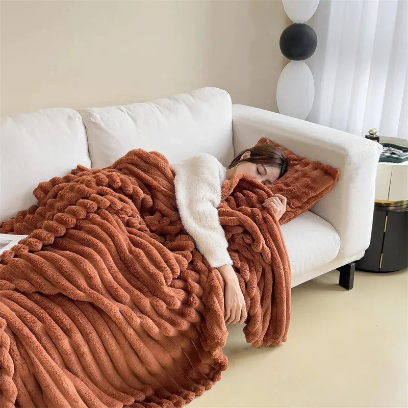 Cozy Ribbed Throw Blanket