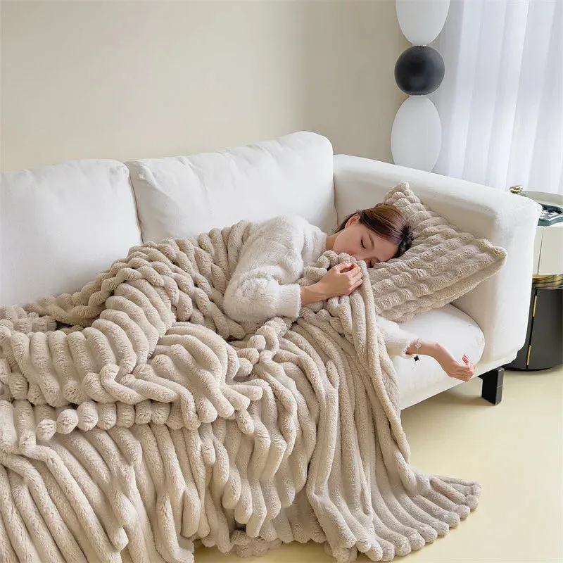 Cozy Ribbed Throw Blanket