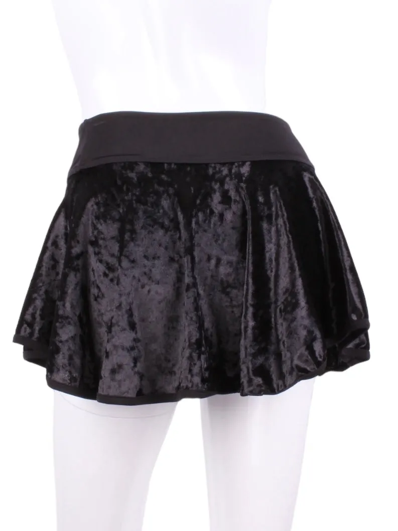 Crushed Black Velvet LOVE “O” Tennis Skirt